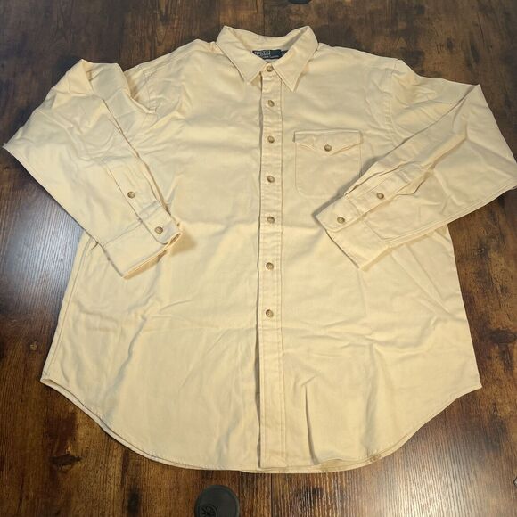 Polo Ralph Lauren Other - Polo Ralph Lauren Men's XXL Long Sleeve Button Up Shirt Pockets Pale Yellow